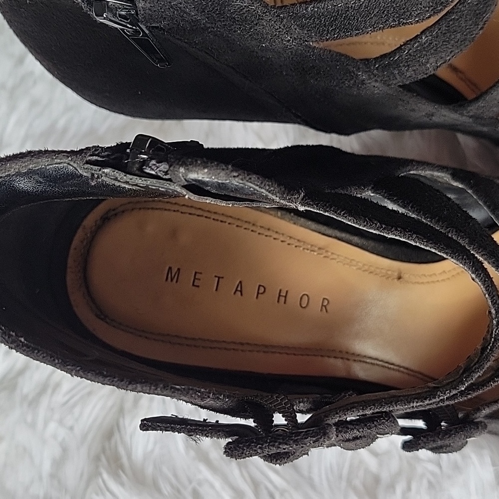 Metaphor Ankle Boots, Heeled Black Strappy Size Womens 10 - Picture 5 of 8
